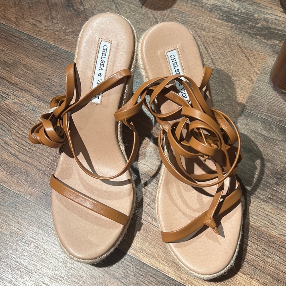 Chelsea and violet brown leather wedges